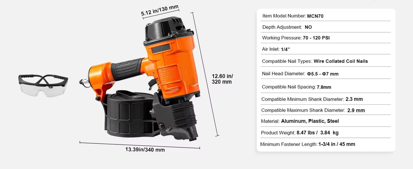 Pneumatic Coil Siding Nailer