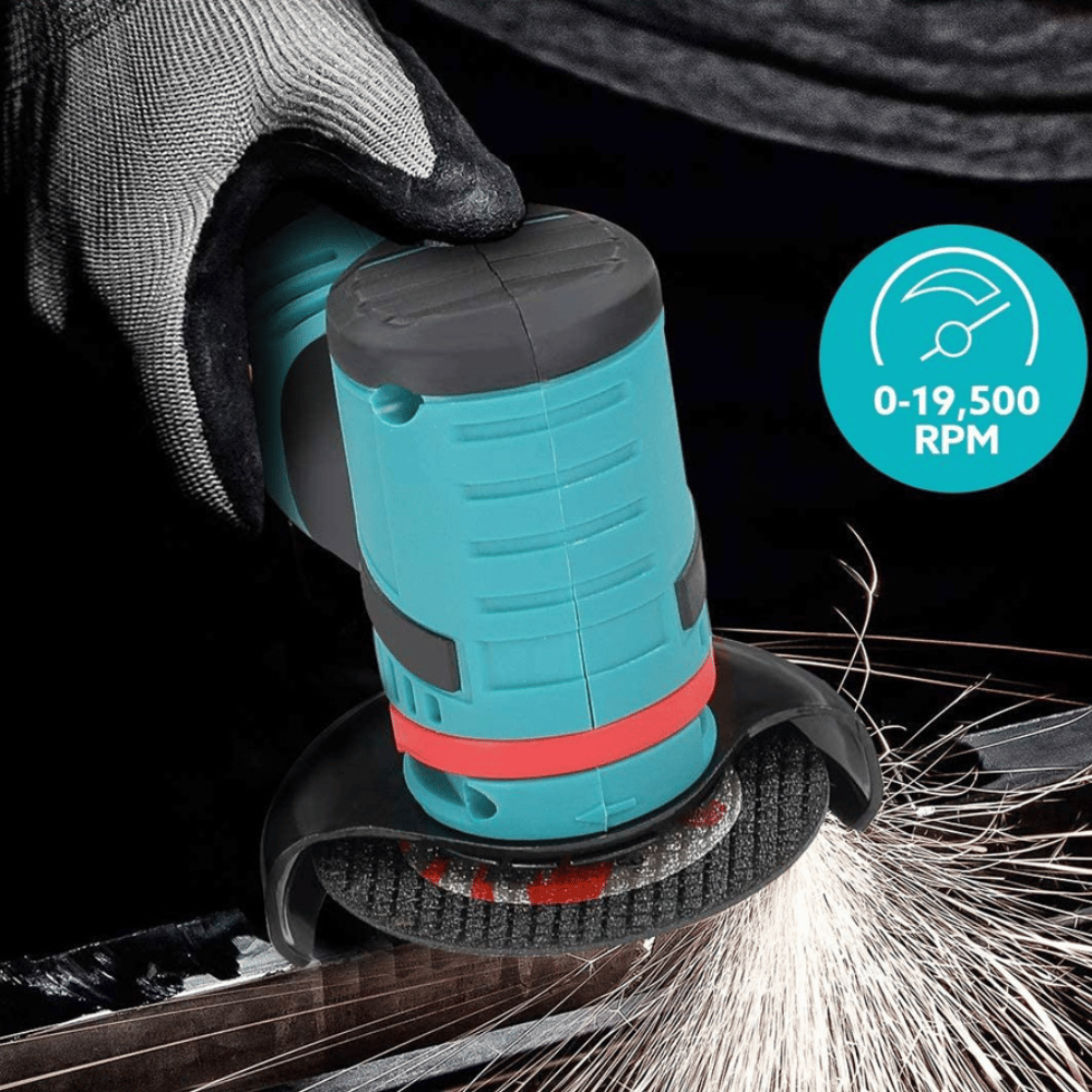 Mini Angle Grinder polishing surface with adjustable RPM for smooth finishing on steel