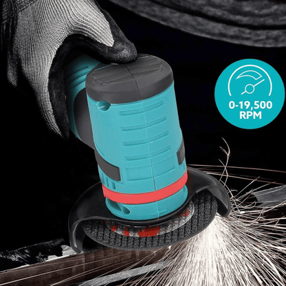 Mini Angle Grinder polishing surface with adjustable RPM for smooth finishing on steel