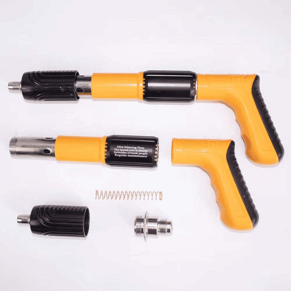 Disassembled Mini Handheld Nail Gun with parts – easy to assemble with spring and head attachments