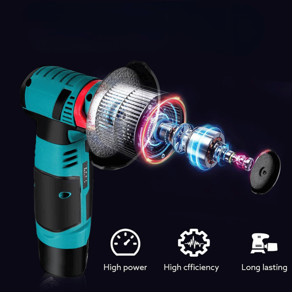 Mini Angle Grinder showing internal motor mechanics and high-speed rotation technology