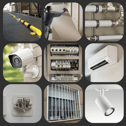 Collage of Mini Handheld Nail Gun applications – furniture, wiring, pipe installation, and repairs