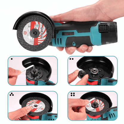 Mini Angle Grinder being assembled with detachable disc and user-friendly locking mechanism