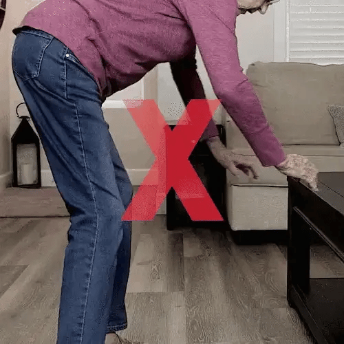 Incorrect kneeling posture without garden kneeler next to comparison of ergonomic foam-padded bench