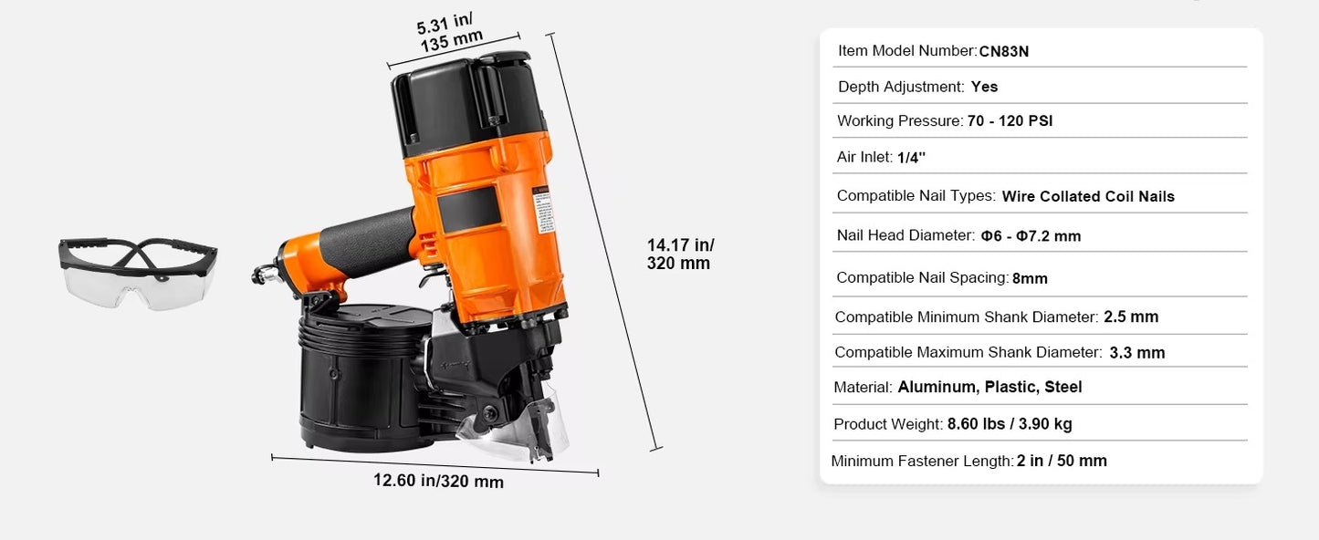 Pneumatic Coil Siding Nailer